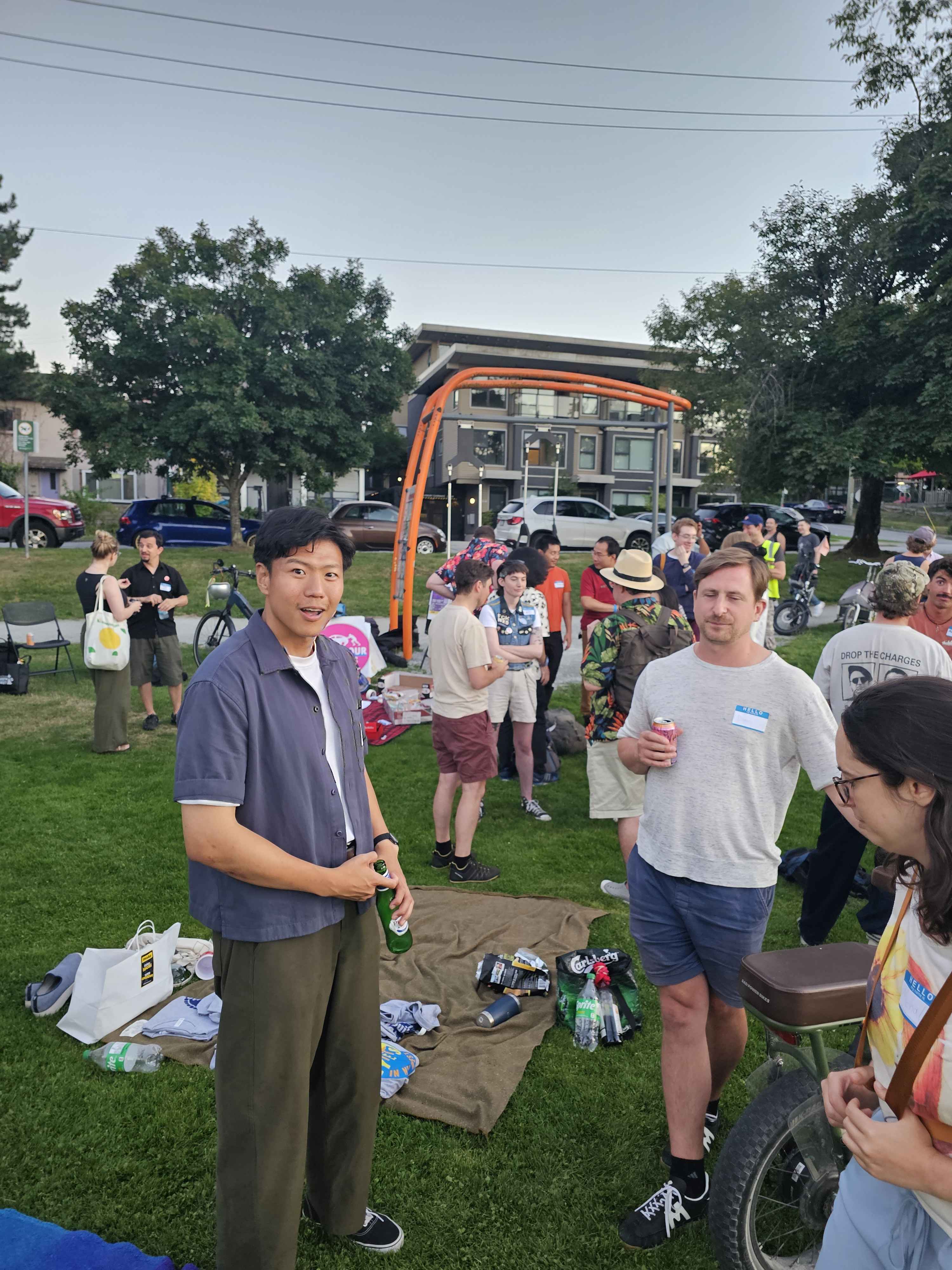 Uytae Lee, columnist and creator of the CBC series ‘Stories About Here’, at second Big Tent urbanist event in Aug 2025 at China Creek North Park in Vancouver, BC.